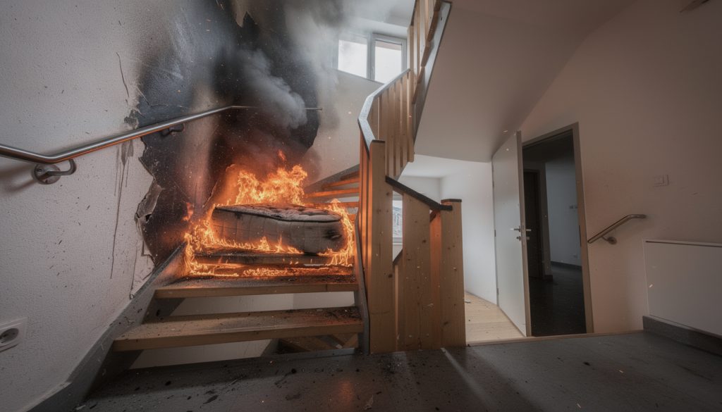 un incendie s'est déclaré dans la cage d'escalier d'un immeuble à gaillard, en haute-savoie, suite à un matelas en flammes. découvrez les détails de cet événement et les mesures prises.